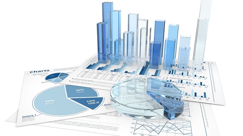 unterschiedliche Diagramme in verschiedenen Blautönen